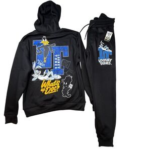 Looney‎ Tunes Black Hoodie and Jogger Pants Set Bugs Bunny Daffy Duck